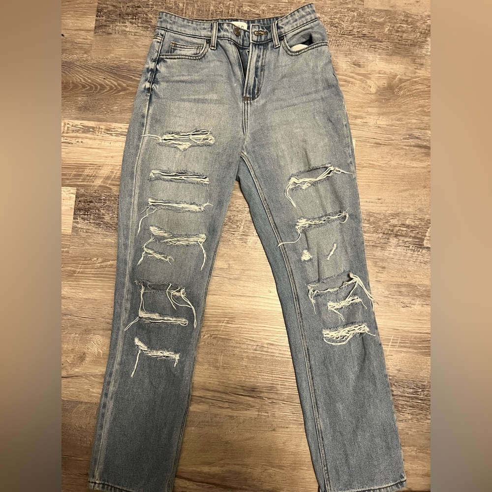 Distressed Blue Jeans